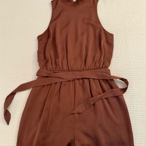 Express Brown High Neck Sleeveless Romper - size small